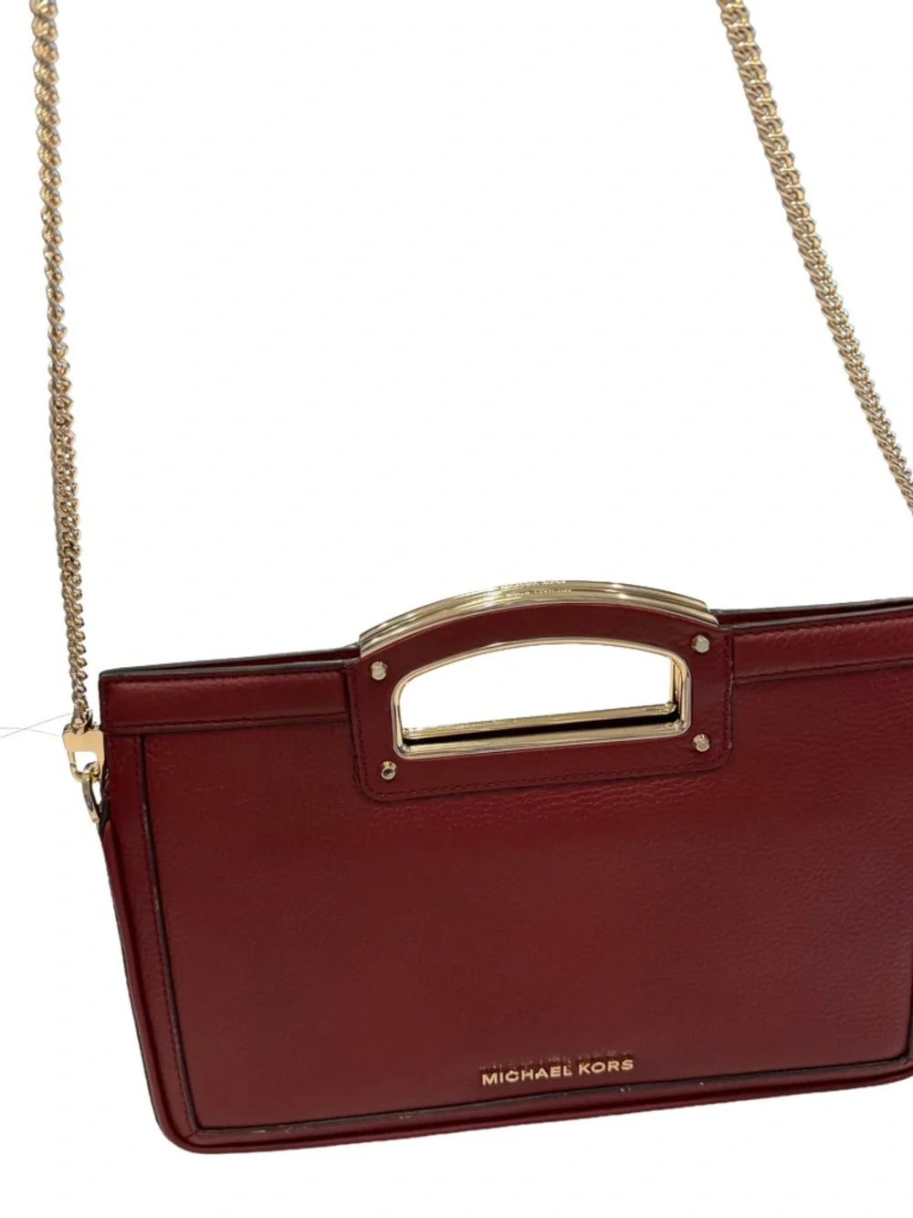 Michael Kors Berkley Legacy Leather Crossbody Clutch Deep Red NWT